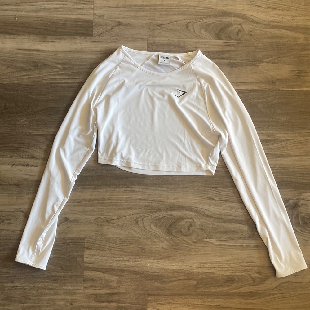 Gymshark white long sleeve crop top